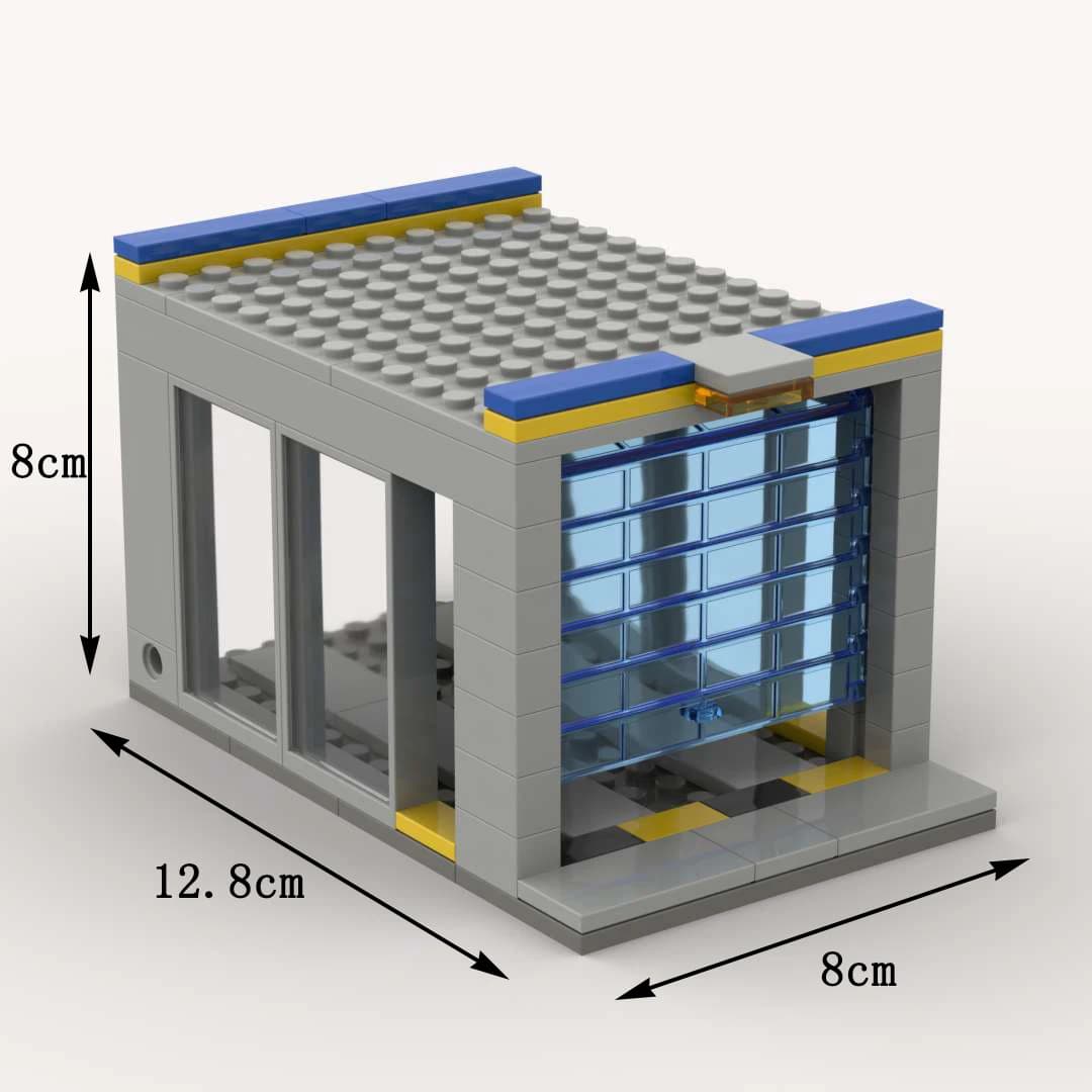 Modèle de construction DIY MOC : Ensemble garage domestique avec porte à volet roulant transparent – Jouet de conception de garage pour voitures pour enfants