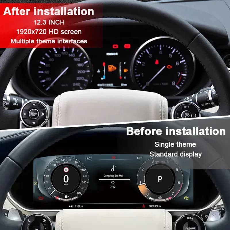 Tableau de bord numérique pour Range Rover Vogue 2013-2016/Range Rover Sport 2014 – 2017, compteur de vitesse Carplay, tableau de bord, jauge, 12.3'