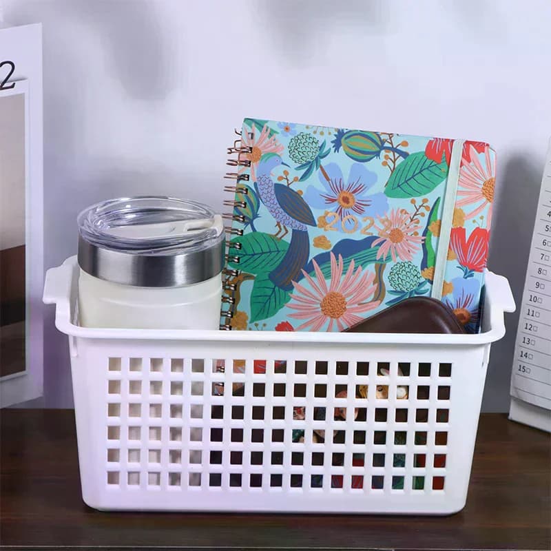 Panier de rangement en plastique, stockage de collations, boîte de rangement creuse rectangulaire Ins, panier de tri d'articles divers pour la salle de bain et la cuisine