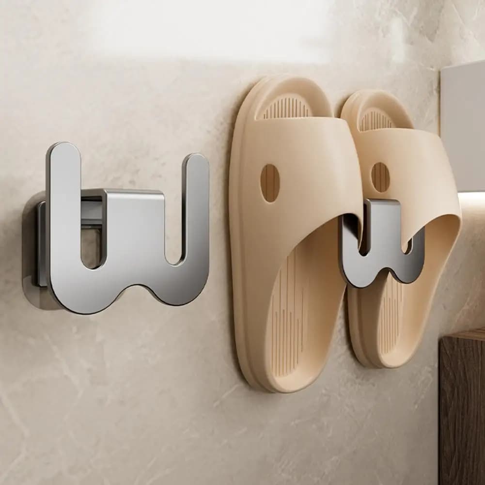 Support mural de rangement pour chaussures, gain de place, pour salle de bain, sans perçage, étanche, pour sandales, crochet de séchage pour chaussures