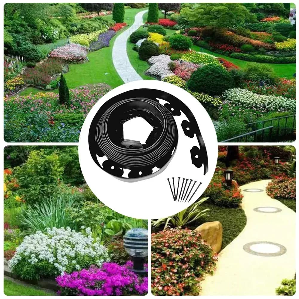 Bordure de pelouse en forme de L de 10M, bordure de paysage robuste pour séparation de gravier d'herbe, retenue de bord de chaussée, barrière de jardin DIY