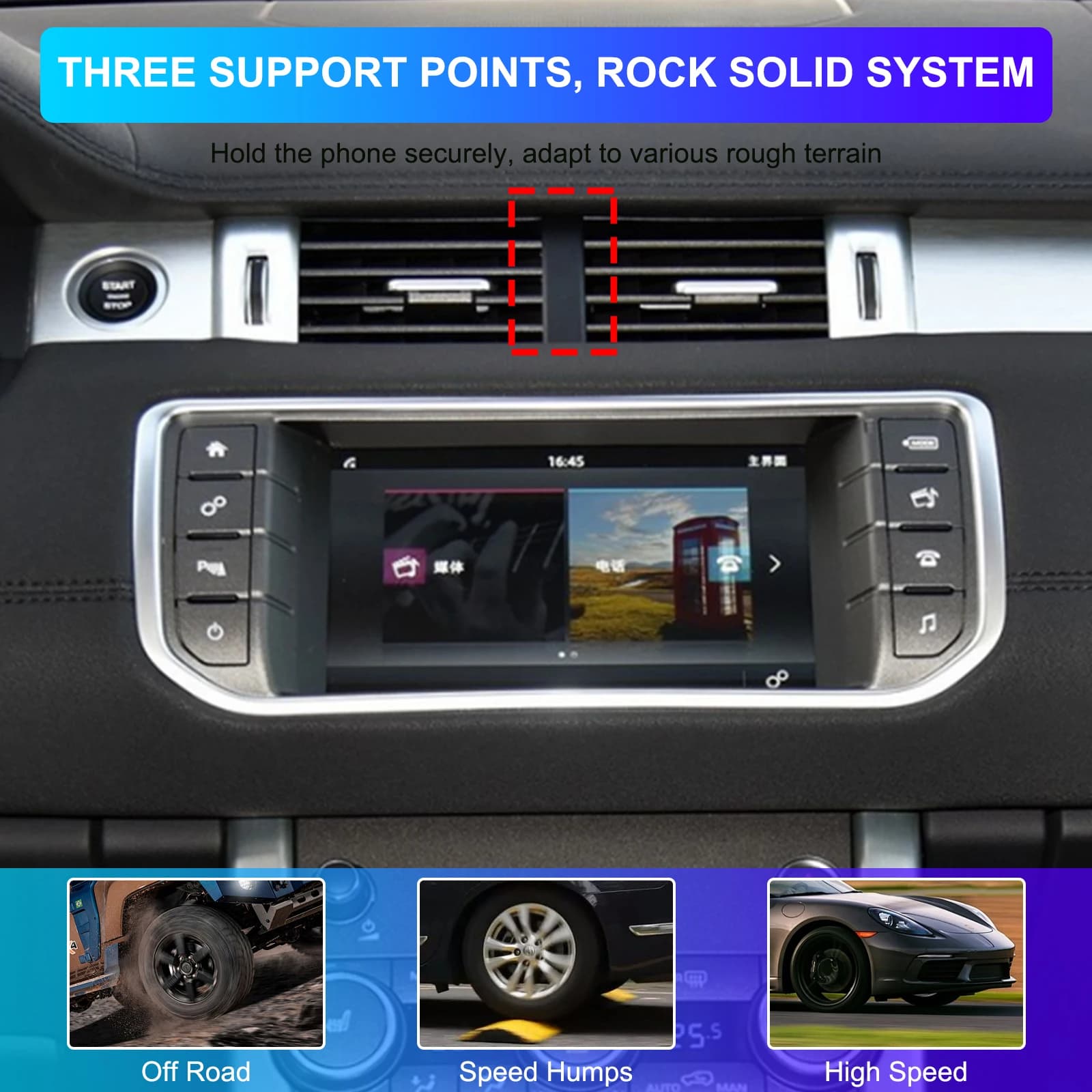 Pour Land Rover Range Rover Evoque L538 L551 2012-2025 ABS voiture contrôle central sortie d'air support pour téléphone portable support pour téléphone portable
