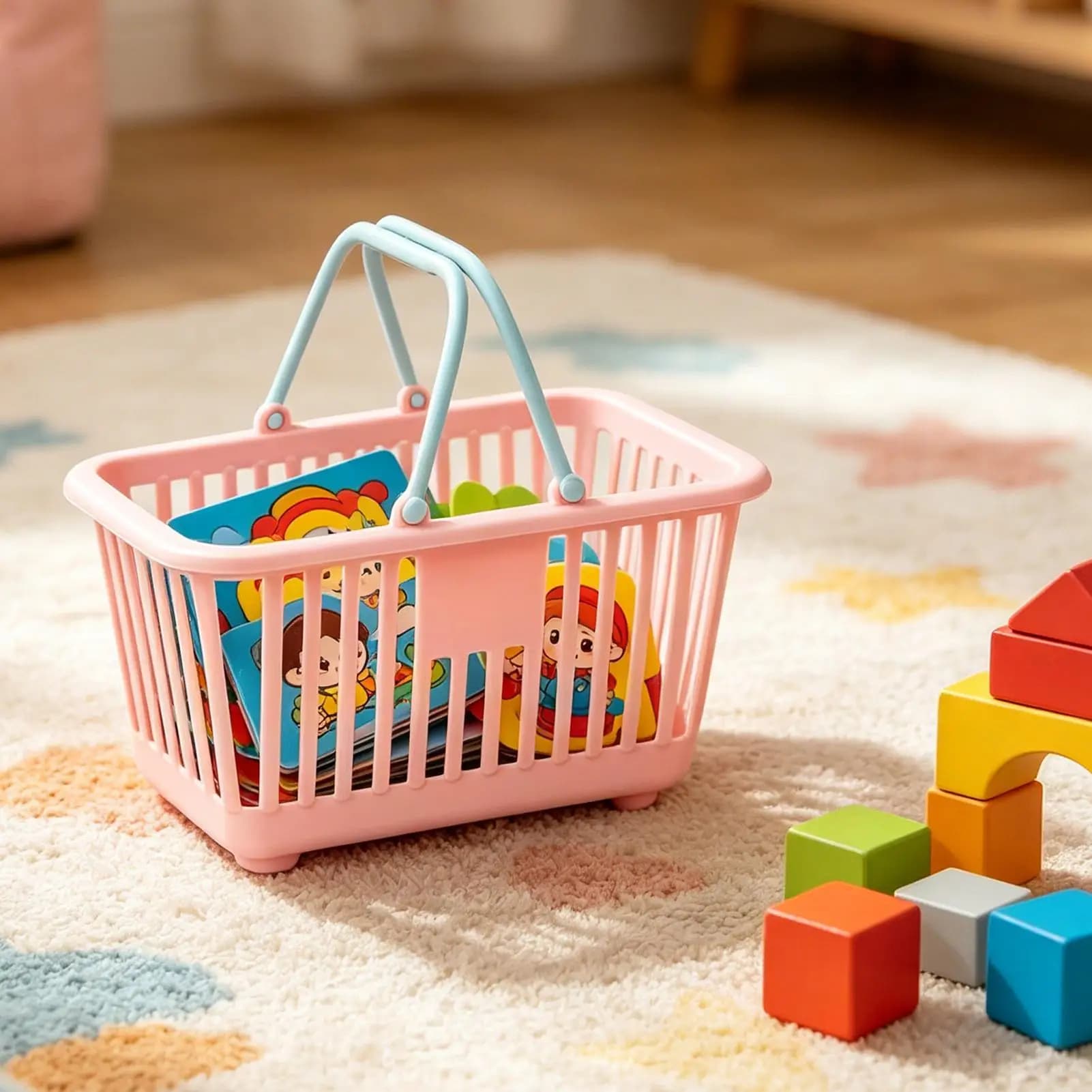 Petit panier de rangement avec poignées, mini paniers pour jouets d'enfants, collations, bureau, salle de bain, maison, courses, dortoir, cuisine, garde-manger