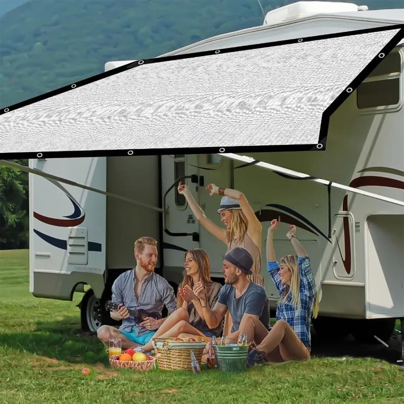 Voile d'ombrage en aluminium épaissi avec bords renforcés et œillets, résistant à la chaleur pour carport, véranda, protection UV extérieure