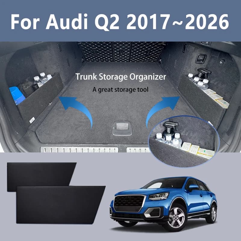 Pour Audi Q2 2017~2026 : Organisateur de coffre multifonctionnel 25 compartiments, épaissi, pour rangement intérieur de voiture, accessoires automobiles