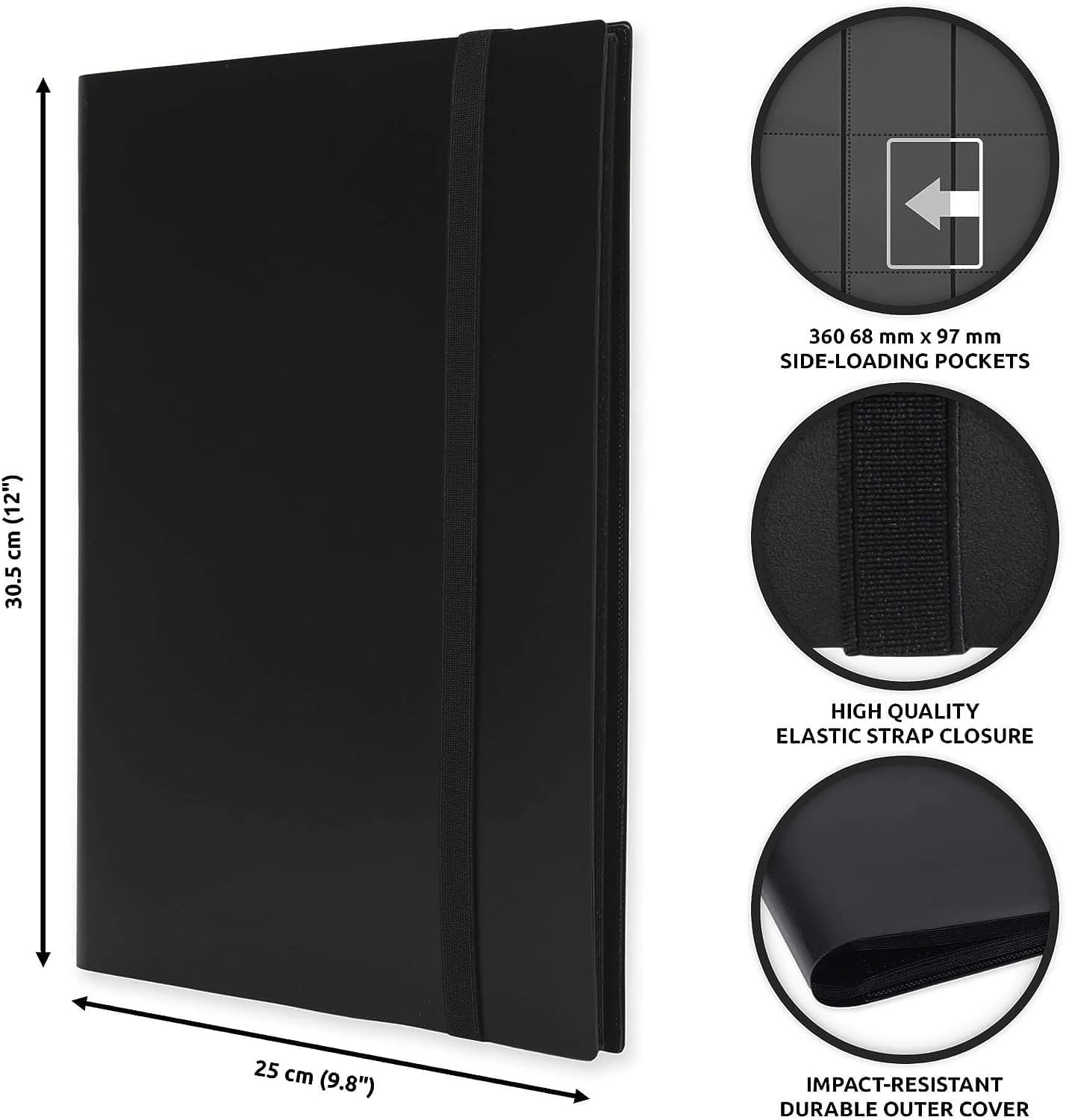 Classeur de poche à chargement latéral pour cartes de jeu et cartes de sport, dossier d'album de cartes à collectionner, 9 poches, 360