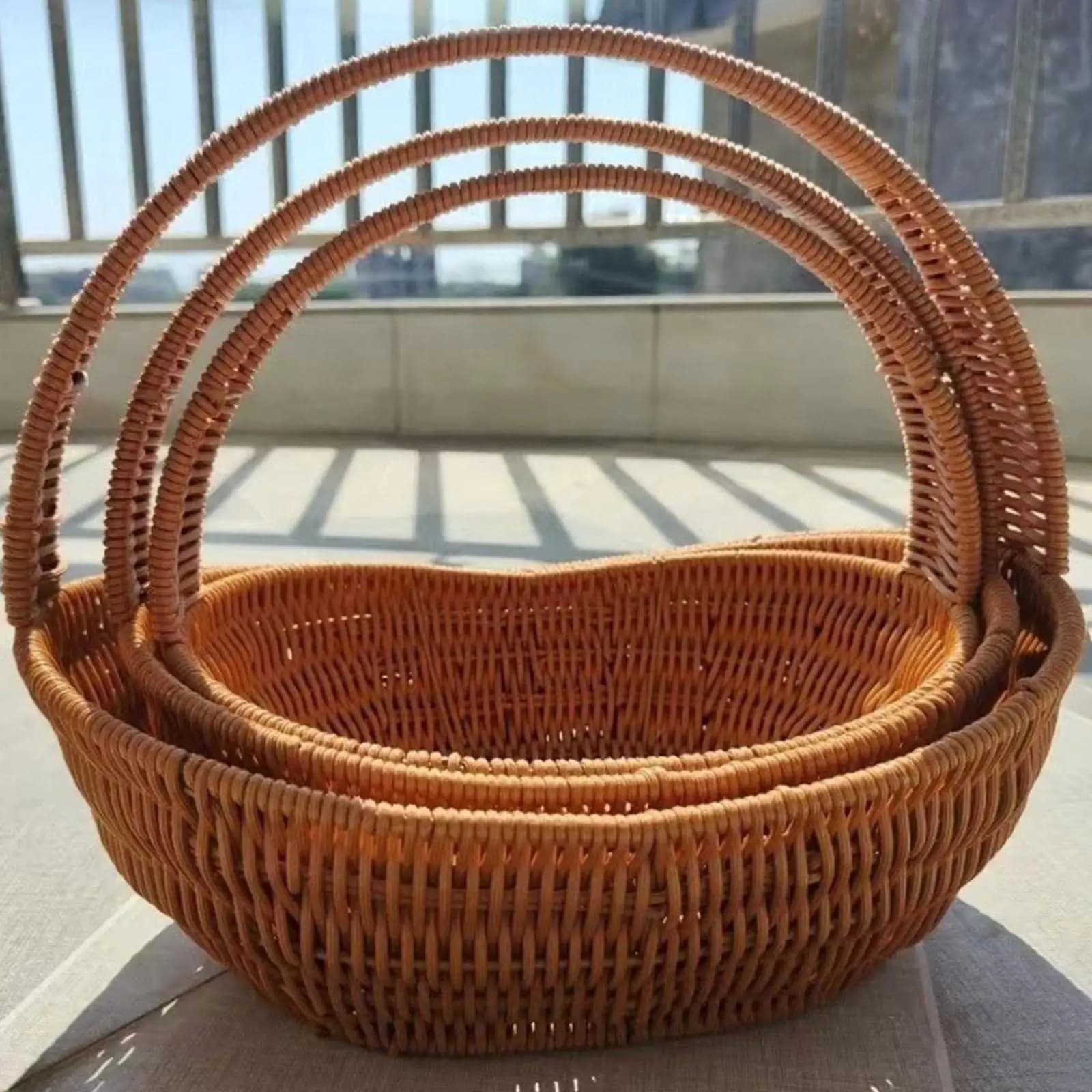 Panier de rangement tissé à la main, panier de courses, panier de pique-nique, idéal pour la plage, le shopping, la randonnée et la cuisine