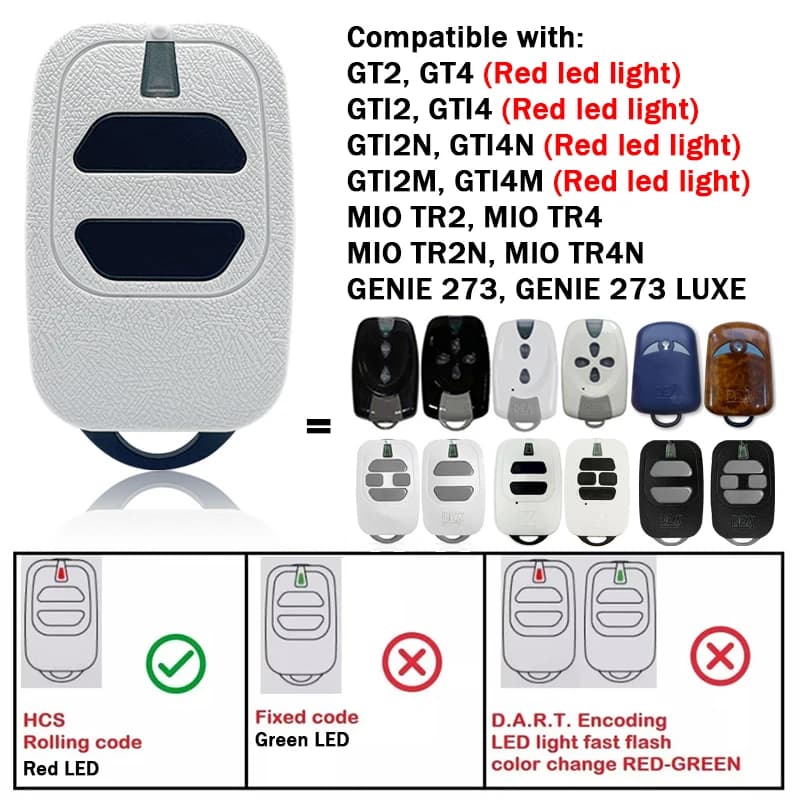 Télécommande de garage DEA GTI2 GTI4, compatible avec les télécommandes de portail DEA GT2 GT4 GTI2M GTI4M MIO TR2 TR4 TR2N TR4N 433,92 MHz