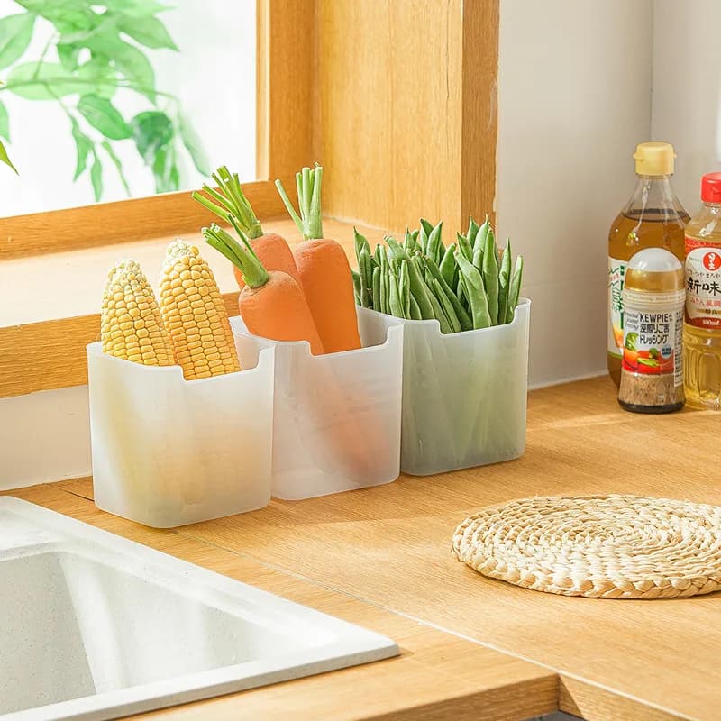 Boîte de rangement pour réfrigérateur, organisateur de porte latérale de réfrigérateur, bac de cuisine, congélateur, panier alimentaire, conteneur, étui d'organisation pour la maison