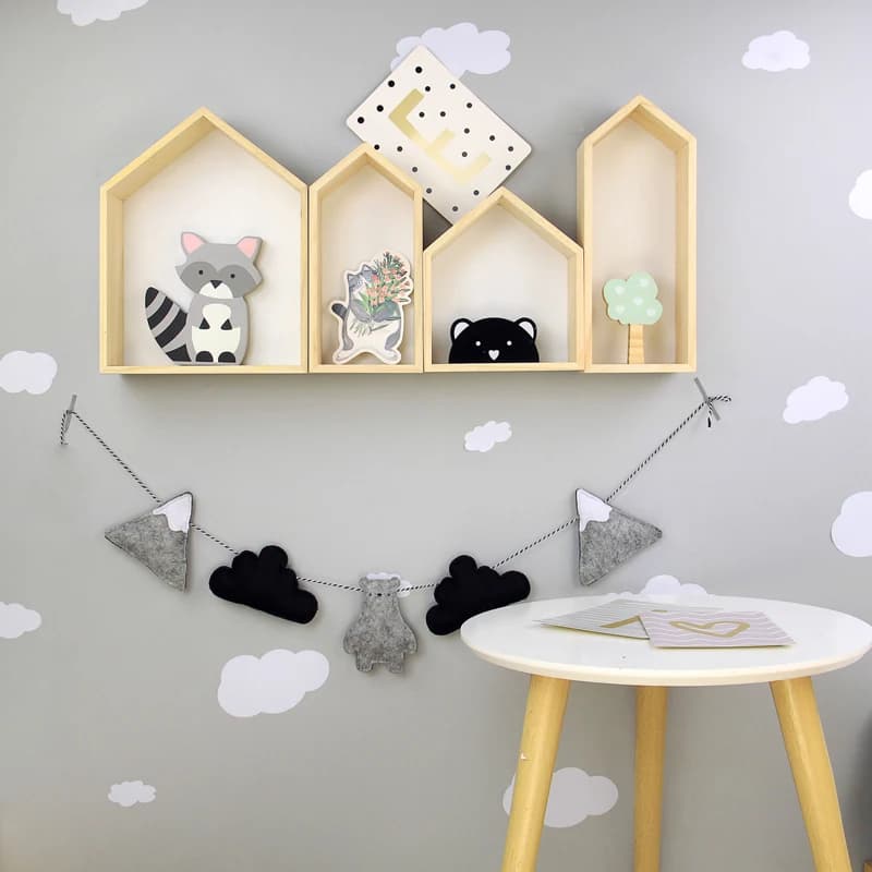 Rangement mural créatif en bois pour chambre d'enfant, décoration de chambre à coucher, étagère décorative pour la maison et le bureau, T1