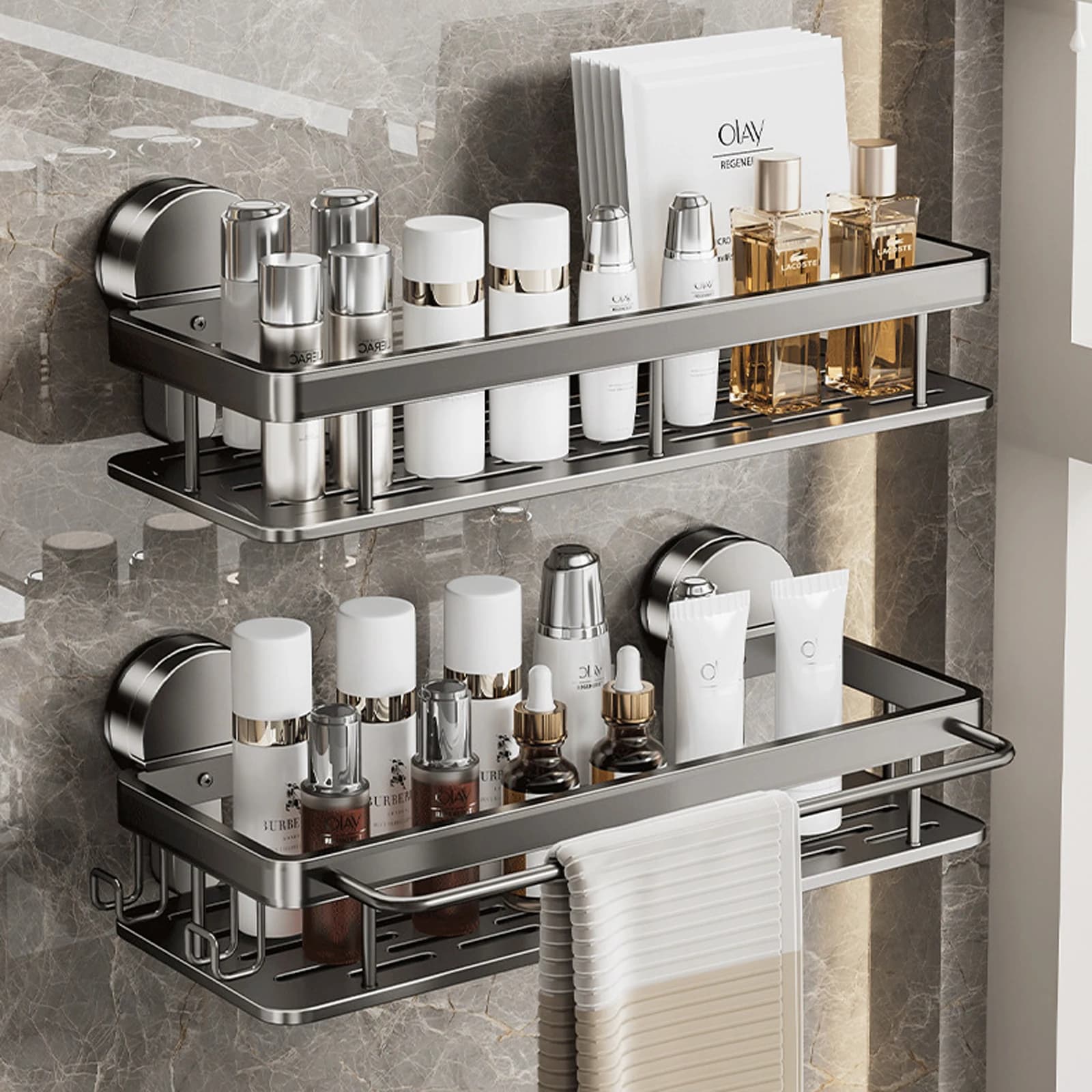 Support de rangement à ventouse pour salle de bain, sans perçage, cuisine, toilettes, salle de douche, porte-shampooing, organisateur mural, étagère de salle de bain