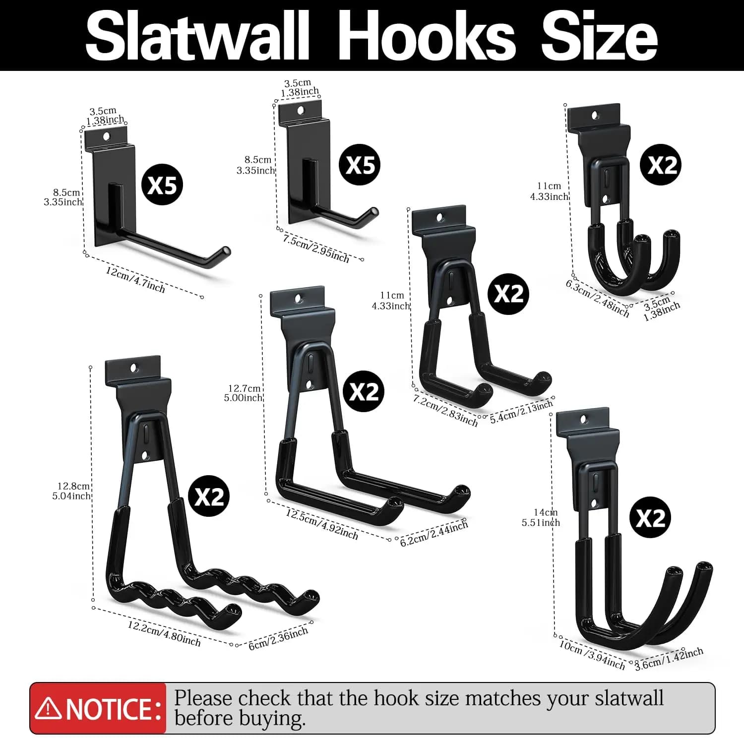 Crochets muraux pour abri de voiture, 18 pièces, avec Points de soudage supplémentaires, gain de place pour suspendre des fournitures de rangement de jardin de Garage/outils de cour