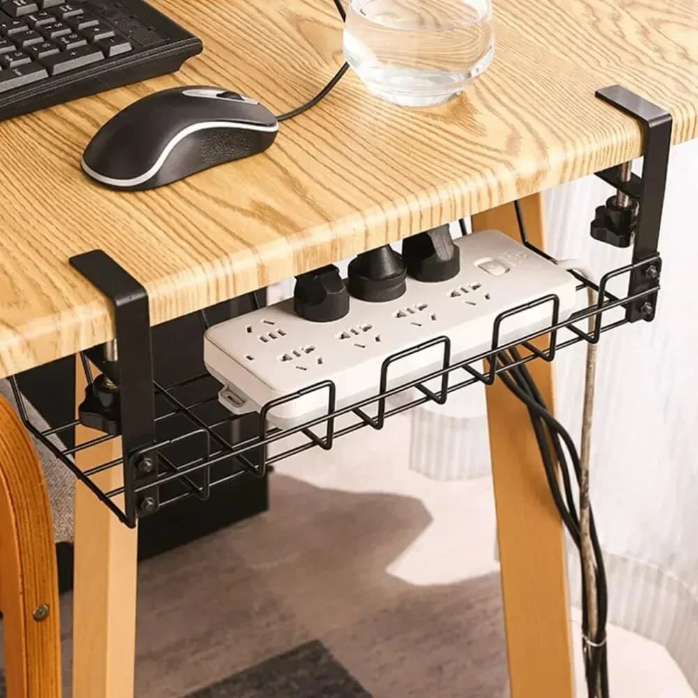 Support de rangement sous Table, plateau de gestion de câbles en métal, organisateur de fils de bureau à domicile, sans poinçonnage, accessoires de rangement de cuisine
