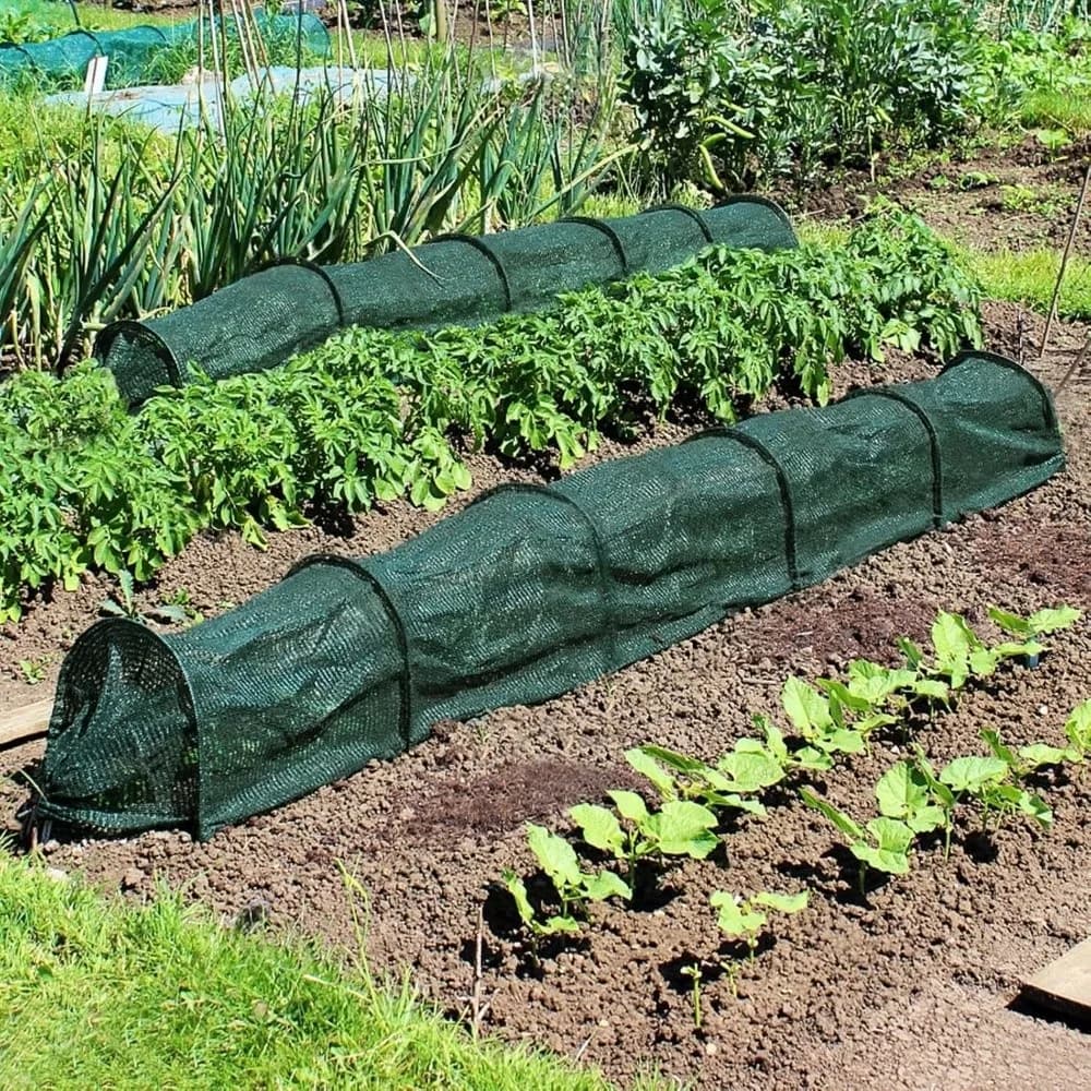 Serre tunnel pliable verte avec armature métallique et filet de protection pour plantes, protection UV, tunnel de jardin portable