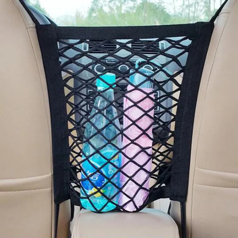Filet de rangement pour voiture, sac entre les sièges, séparateur de voiture, barrière pour animaux de compagnie, sac en maille élastique extensible, organisateur d'accessoires automobiles