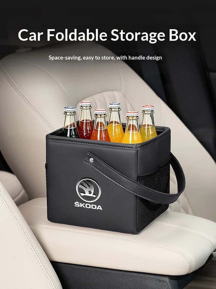 Sac de rangement intérieur pliable en cuir pour voiture, sac de rangement pour coffre de voiture, pour Skoda VRS Superb Scala Octavia Kodiaq KAROQ Kamiq Fabia Rapid YETI