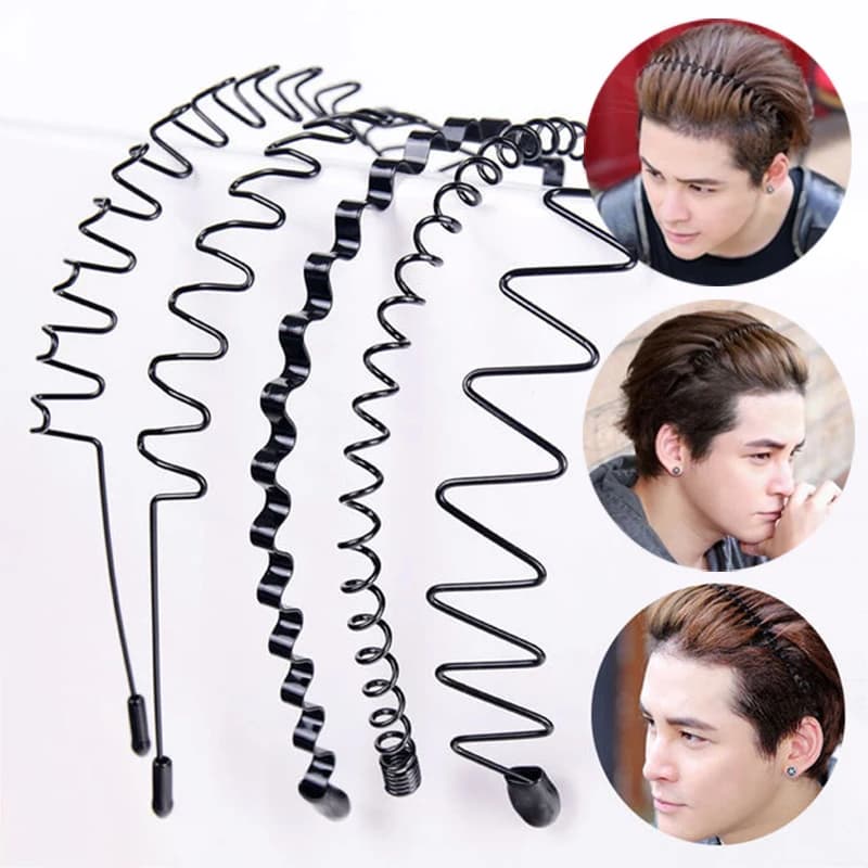 7 Styles de mode bandeau de cheveux en métal pour hommes femmes unisexe noir ondulé cheveux tête cerceau bande sport bandeau bandeau accessoires cadeau