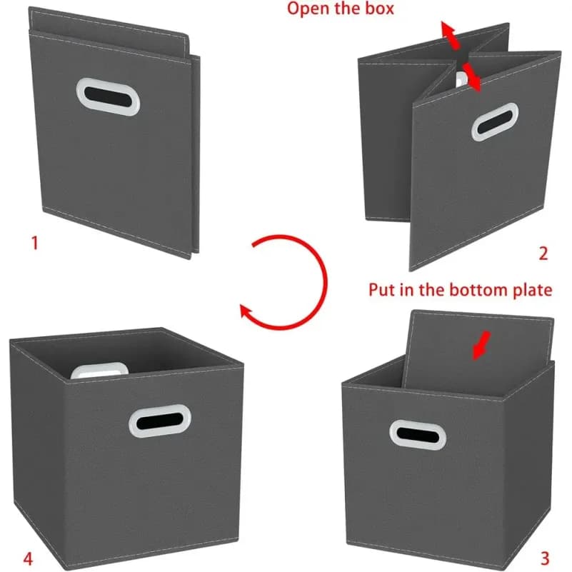 Bacs de rangement cubes, organisateur en tissu avec poignée, bacs cubes pliables ou rangements en tissu, 11x11x11, lot de 3, gris
