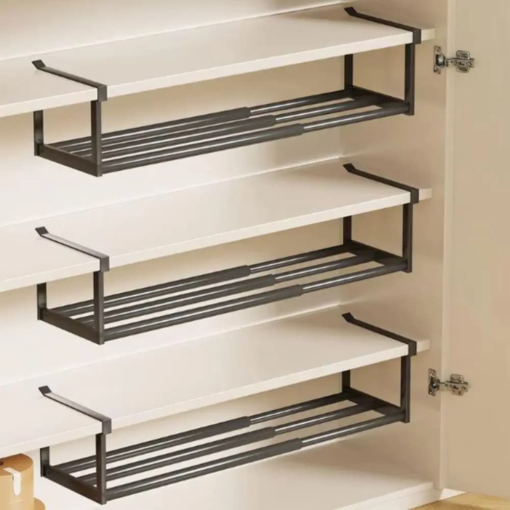 Étagère à chaussures en métal extensible et ajustable, gain de place, nouvelle armoire à chaussures efficace, organisateur de rangement pour salle de bain