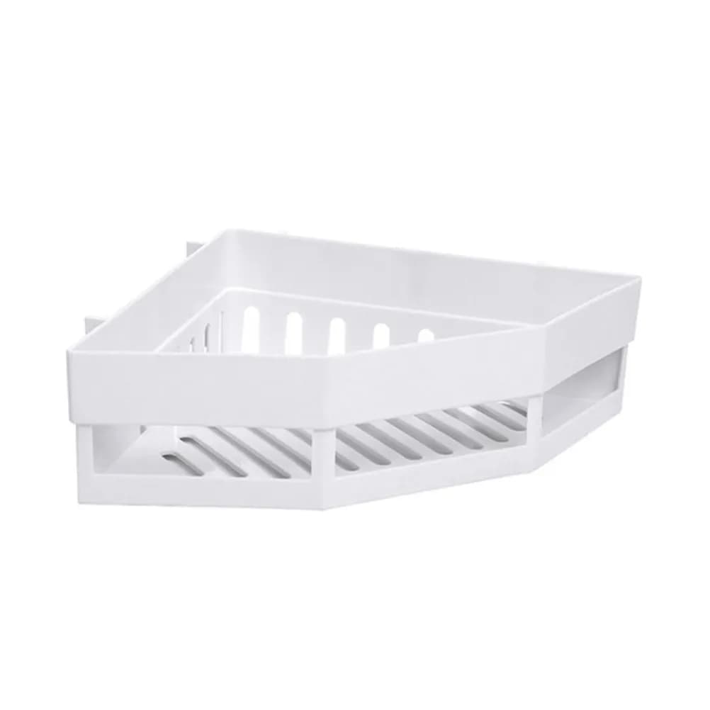 Support de rangement mural pour salle de bain, étagère d'angle, panier triangulaire en plastique blanc, organisateur, panier de douche pour comptoir de salle de bain bien rangé
