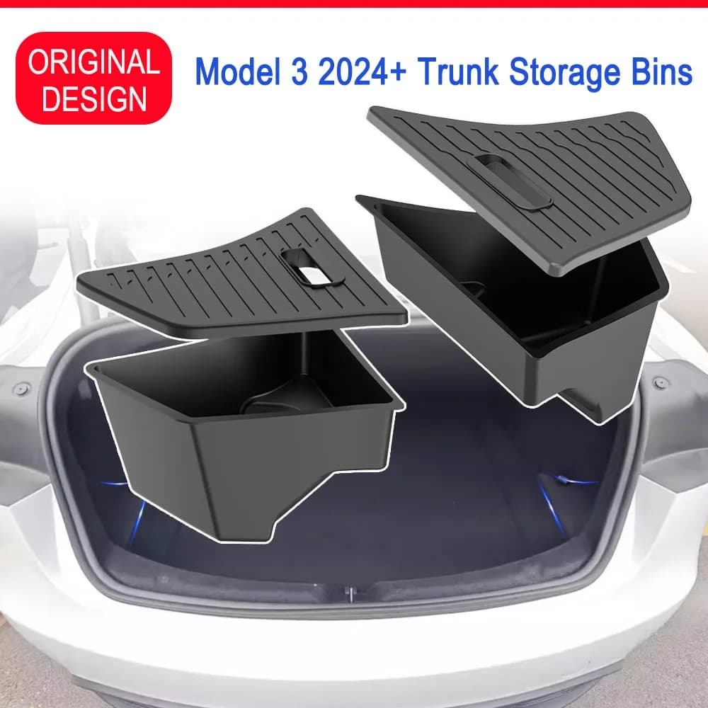 Boîtes de rangement pour coffre de Tesla Model 3 2024 2025 2026, organisateur de coffre, boîte de rangement latérale pour coffre arrière, accessoires de voiture Model 3 Highland