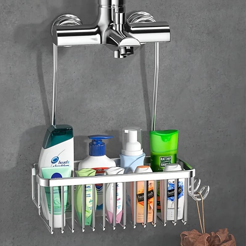 Caddie de douche suspendu, support de rangement de salle de bain sur la douche, étagère murale pour shampoing, après-shampooing et accessoires de salle de bain