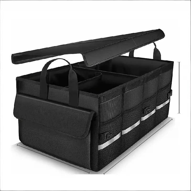 Boîte de rangement pour coffre de voiture, pratique, imperméable, antidérapante, pliable, avec poignée en aluminium et bande réfléchissante