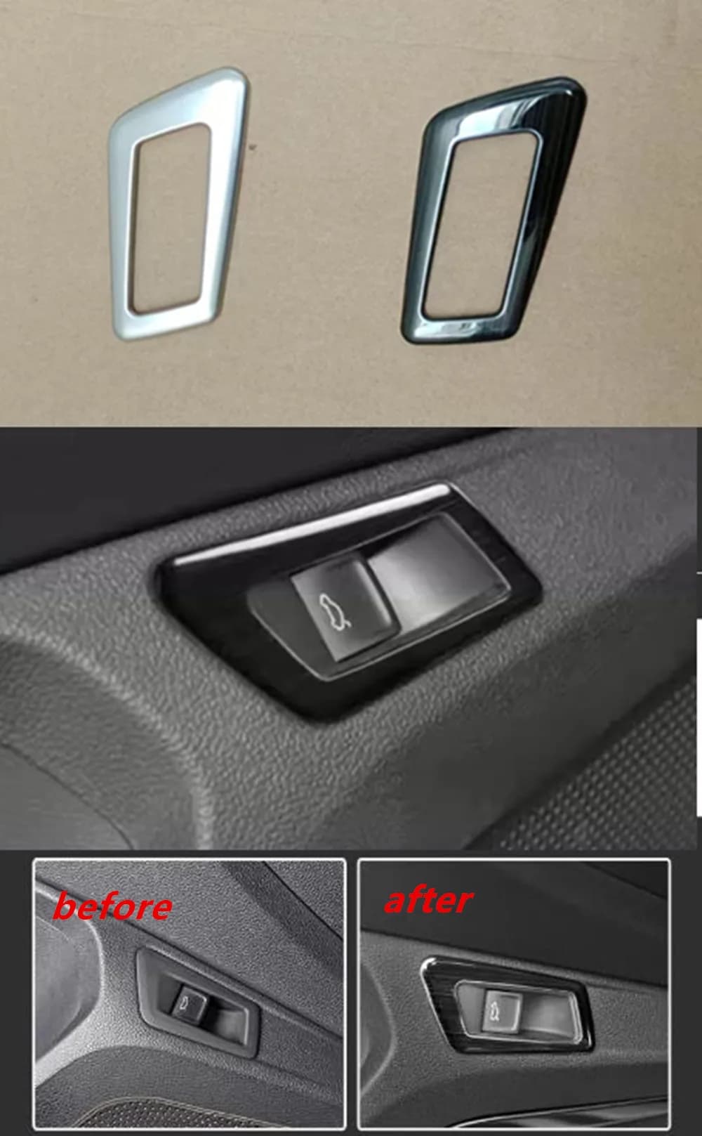 Pour Volkswagen VW T-Roc 2017 - 2024 LHD, Cache-Bouton de Commande du Coffre Arrière, Autocollant Décoratif, Accessoires Intérieurs