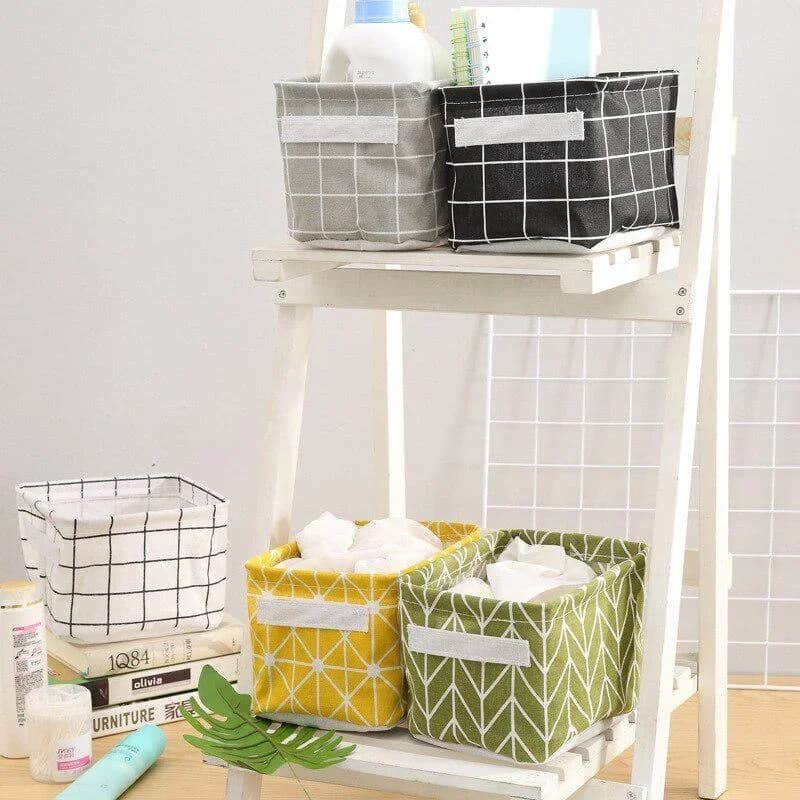 Panier de rangement en tissu avec poignée, panier de rangement de bureau imprimé, boîte de rangement pliable multifonctionnelle, étui d'organisation