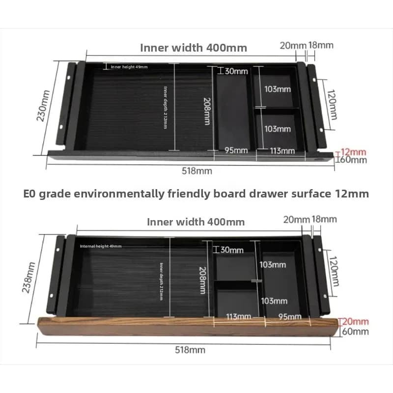 Organisateur de tiroir sous bureau, grand plateau de rangement coulissant en bois massif pour bureaux, épaissi, glissement fluide, installation facile