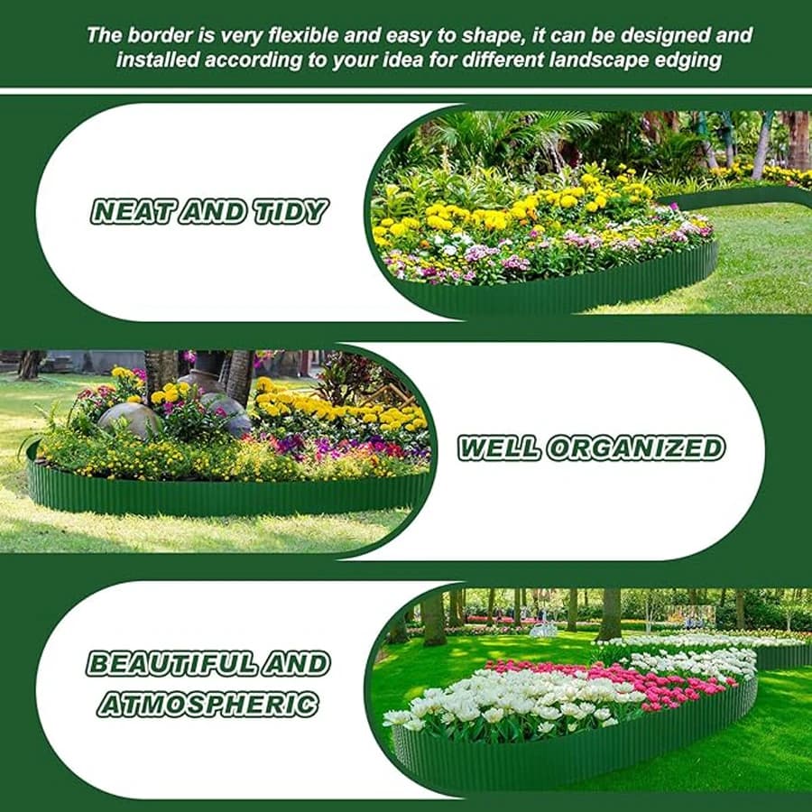 Bordure de paysage en plastique pour pelouse, bordure de jardin ondulée, bordure de jardin pour pelouse, bricolage, lits de fleurs et de légumes, décoration