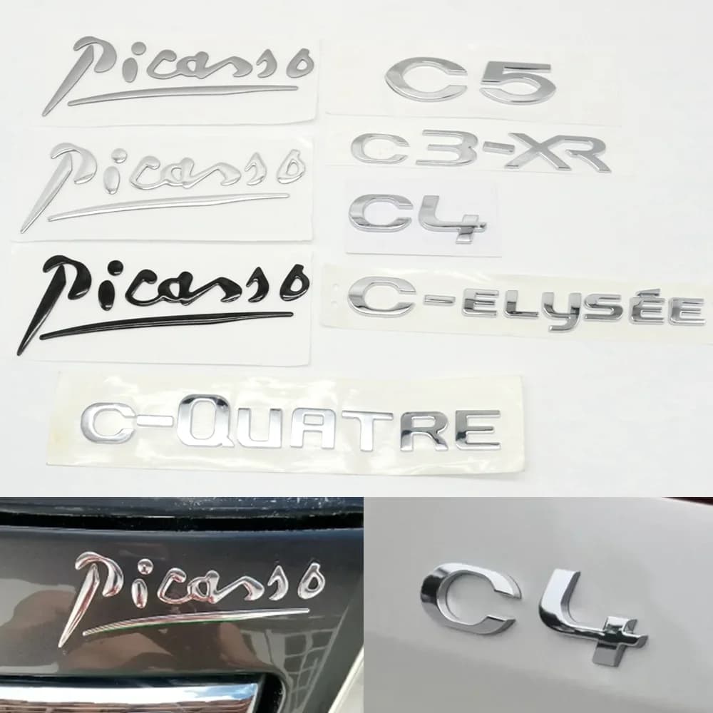 Pour Picasso C4 C5 C3-XR c-elysee C-QUATRE hayon mots emblème Badge autocollant coffre arrière 3D lettre Logo plaque signalétique étiquette décalcomanies