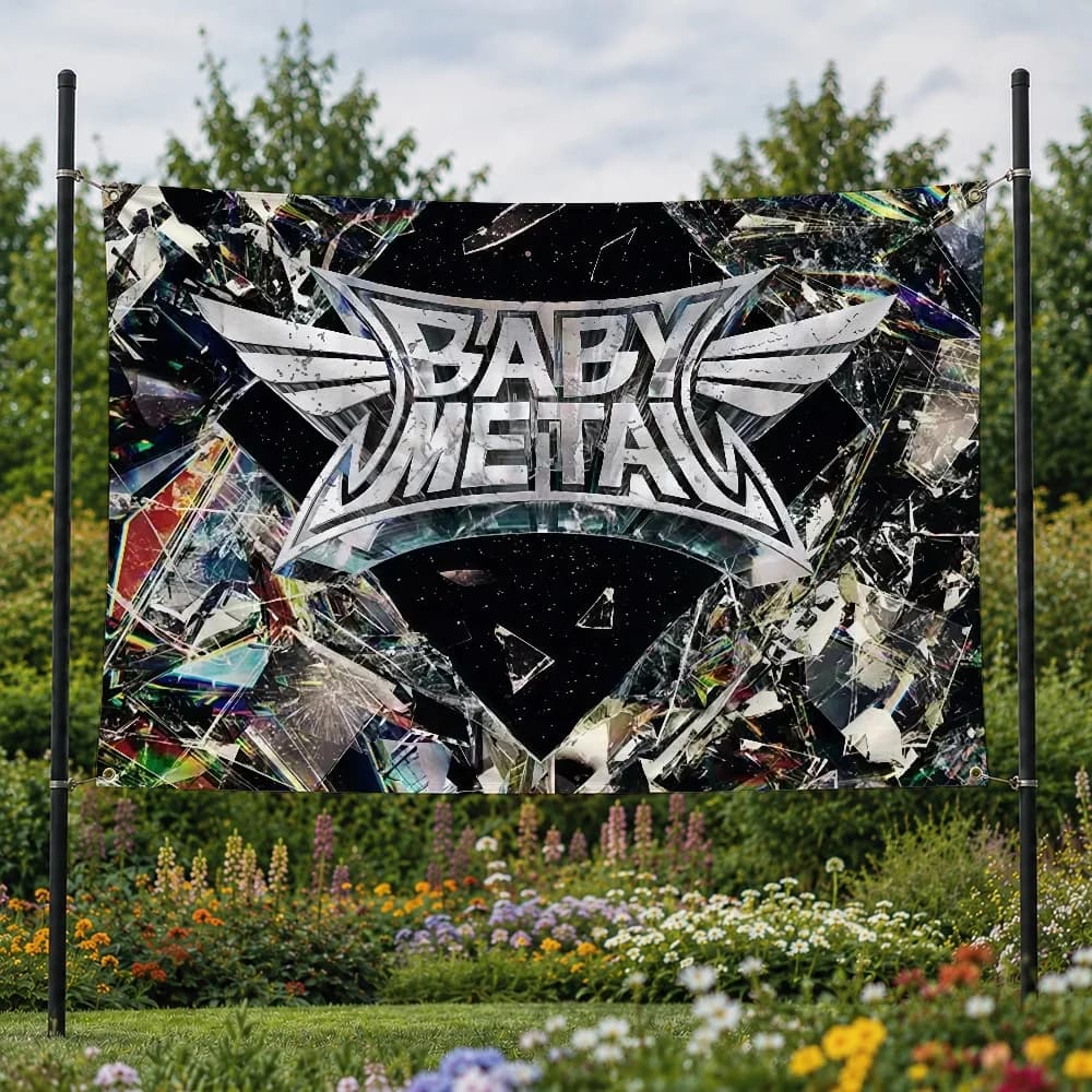 Drapeau extérieur B-Babymetal Kawaii Metal Band pour la maison, le camping, les fêtes, les clubs, la décoration de jardin, la cour, bannière murale suspendue