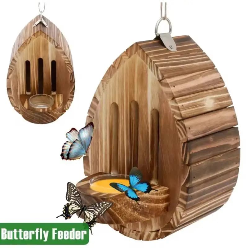 Maison pour papillons, habitat pour papillons, jardin - Maisons en bois pour papillons avec mangeoire, décoration suspendue pour jardin, boîte de nidification naturelle