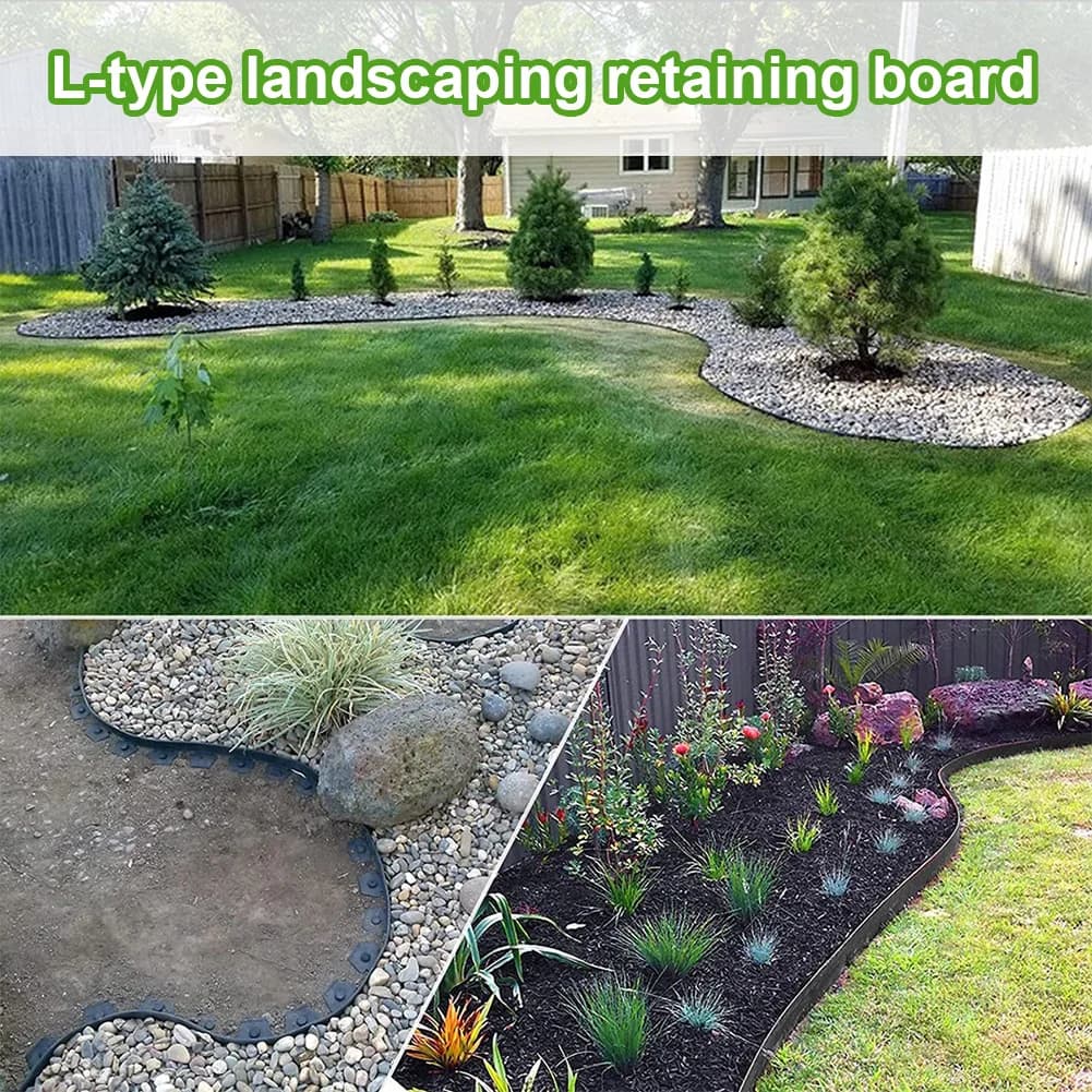 Bordure de paysage de 10M, sans creuser avec 30 pointes, bobine de bordure de paysage robuste sans digne pour parterre de fleurs de jardin, chaussée