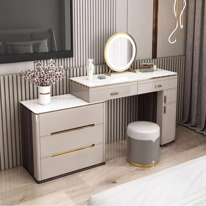 Organisateur de rangement coiffeuse tabouret moderne en bois massif coiffeuse tiroir classique Tocador Maquillaje meubles de chambre