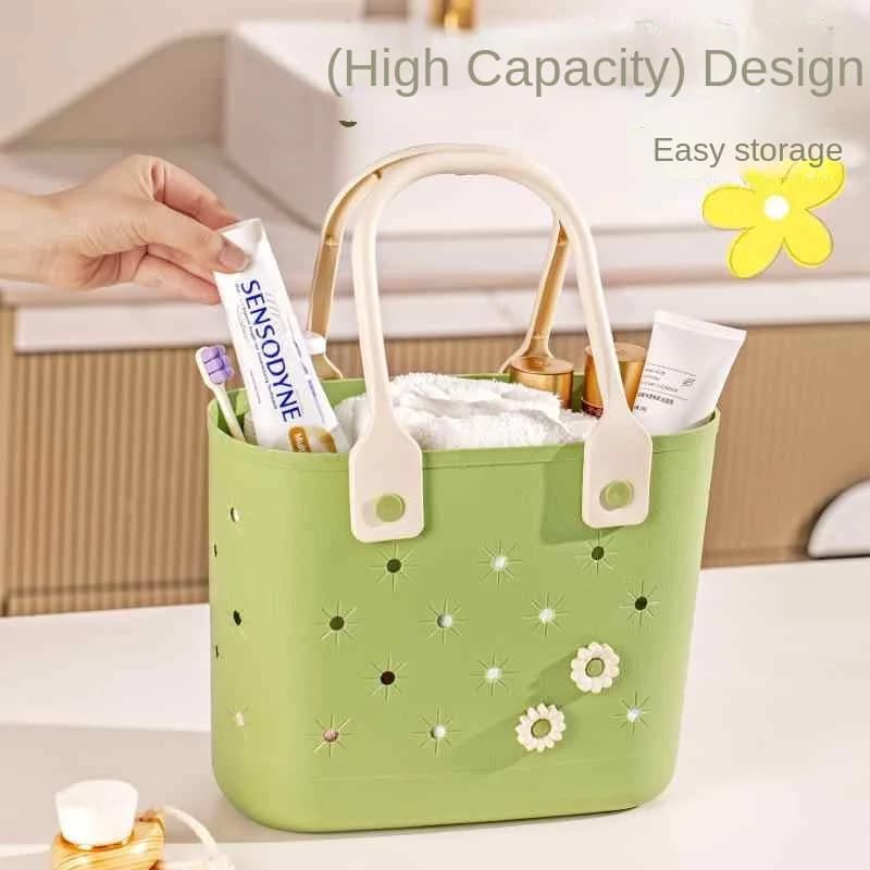 Panier de rangement pour salle de bain, panier de rangement creux à main pour la maison, panier de douche, panier de salle de bain, sac de plage