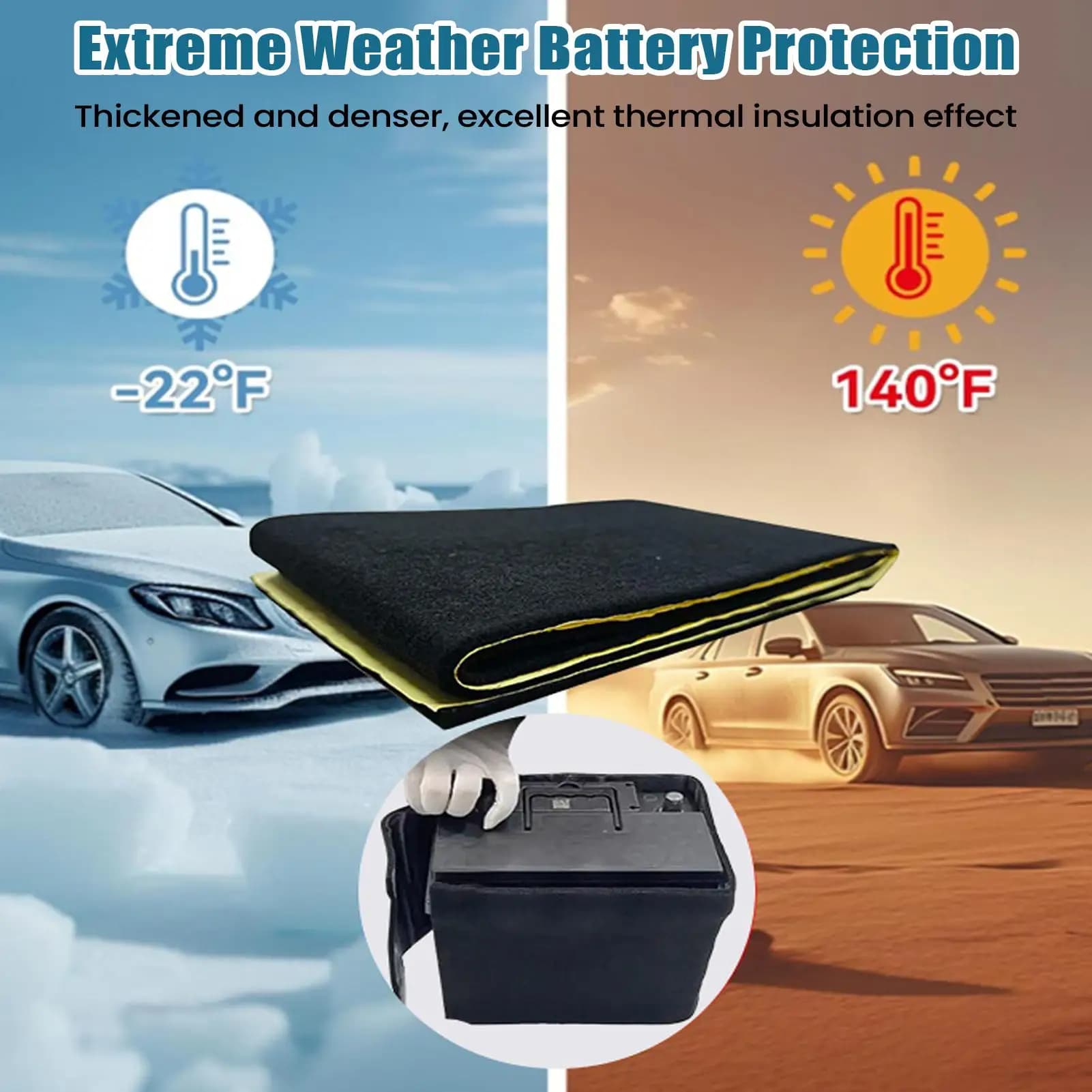 Isolation de batterie pour voitures, accessoires adhésifs pour véhicules, couvercle isolant pour batterie de voiture pour conducteurs, camions, SUV, VR, berlines, flotte