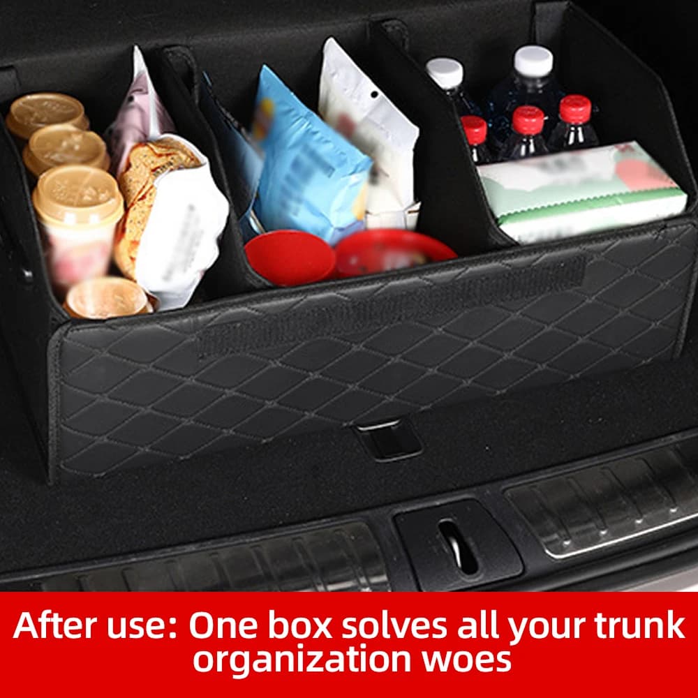 Boîte de rangement pour coffre de voiture, grande capacité, outils multi-usages, sac de rangement, organisation, tri, en cuir, pliable pour les urgences