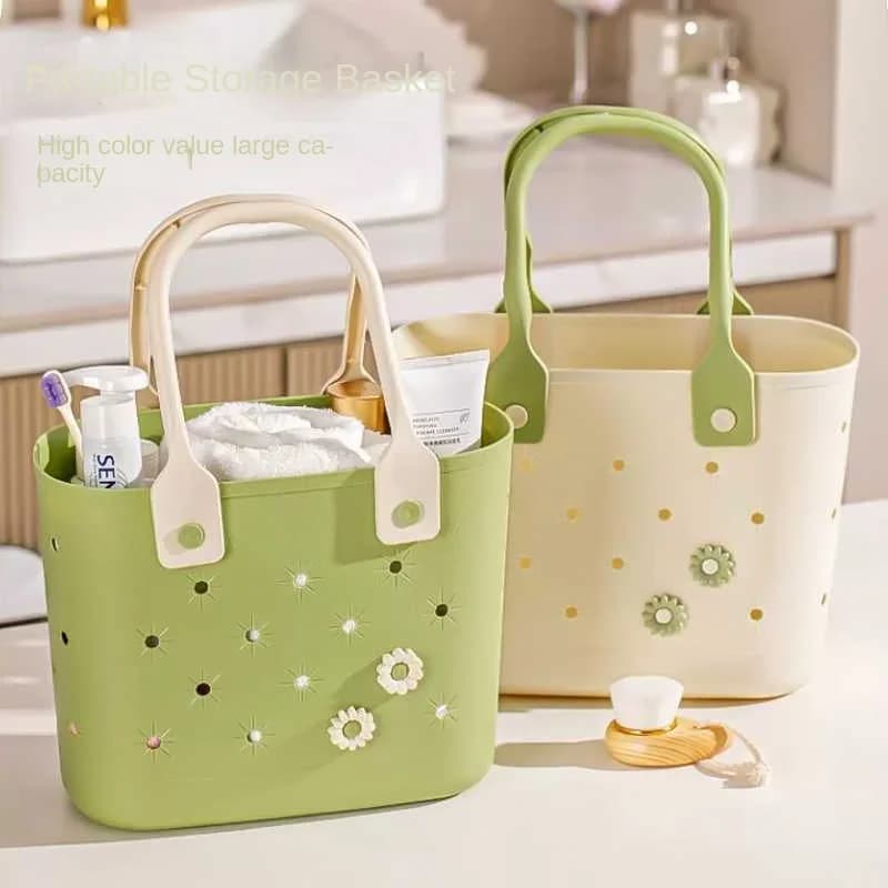 Panier de rangement pour salle de bain, panier de rangement creux à main pour la maison, panier de douche, panier de salle de bain, sac de plage