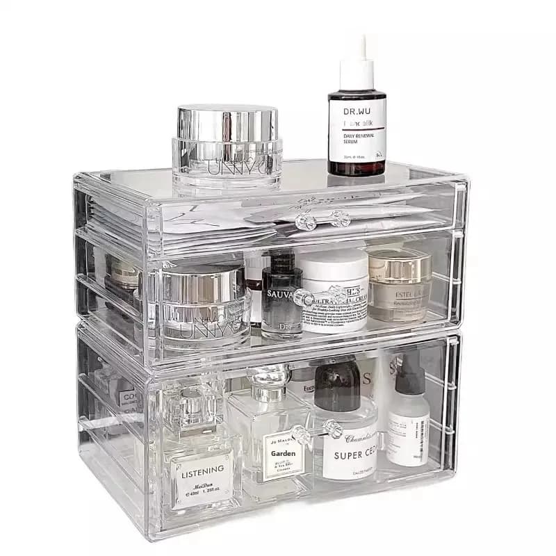 Boîte de rangement cosmétique de style tiroir pour bureau, anti-poussière, organisateur de pinceaux de maquillage, support pour bijoux et accessoires, en matériau PP