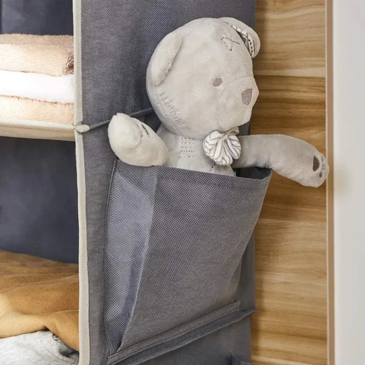 Organisateur de placard suspendu, sac de rangement de garde-robe à 6 étagères avec crochets, étagères pliables en tissu peu encombrantes pour chambre à coucher, dortoir, voyage
