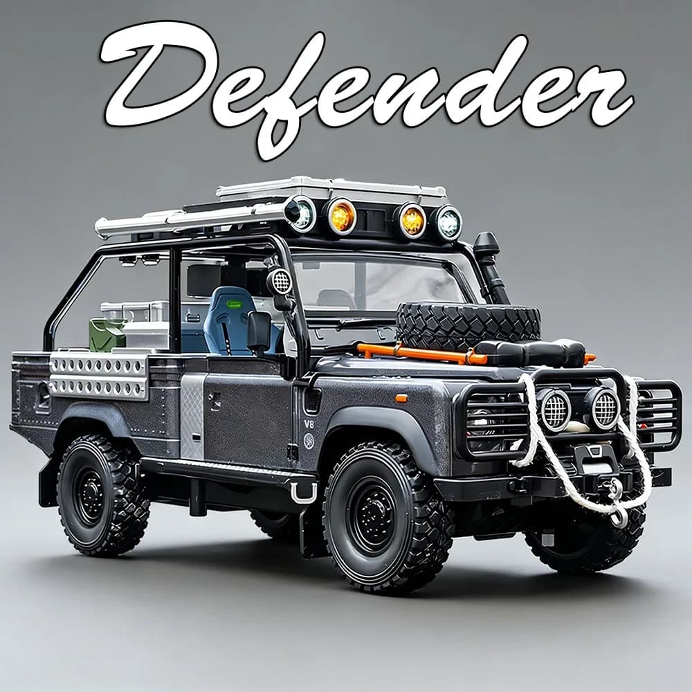 Modèle miniature de voiture en alliage moulé sous pression Land Rover Defender 110 Range Rover 1:24, portes ouvrables, véhicules à tirer en arrière, cadeau d'anniversaire pour garçon