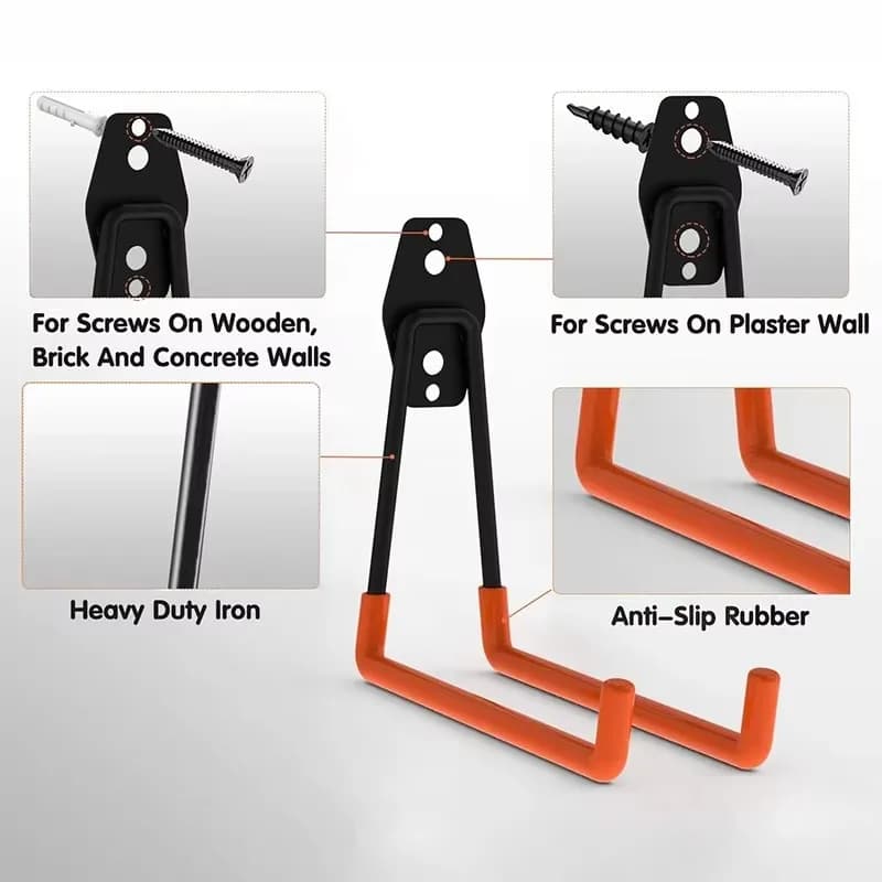 Crochets utilitaires pour garage, organisateur d'outils de jardin pour garage, crochets utilitaires suspendus pour montage mural, organisateur de rangement d'outils robuste