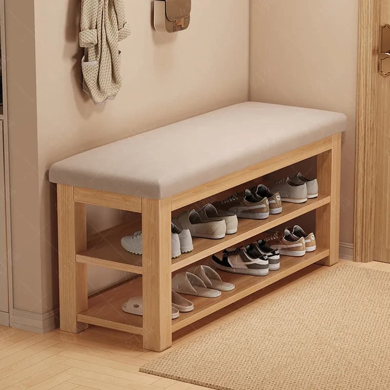 Organisateur de banc, meuble de rangement pour chaussures, étagère à chaussures mobile de luxe en bois pour salon, mobilier d'hôtel