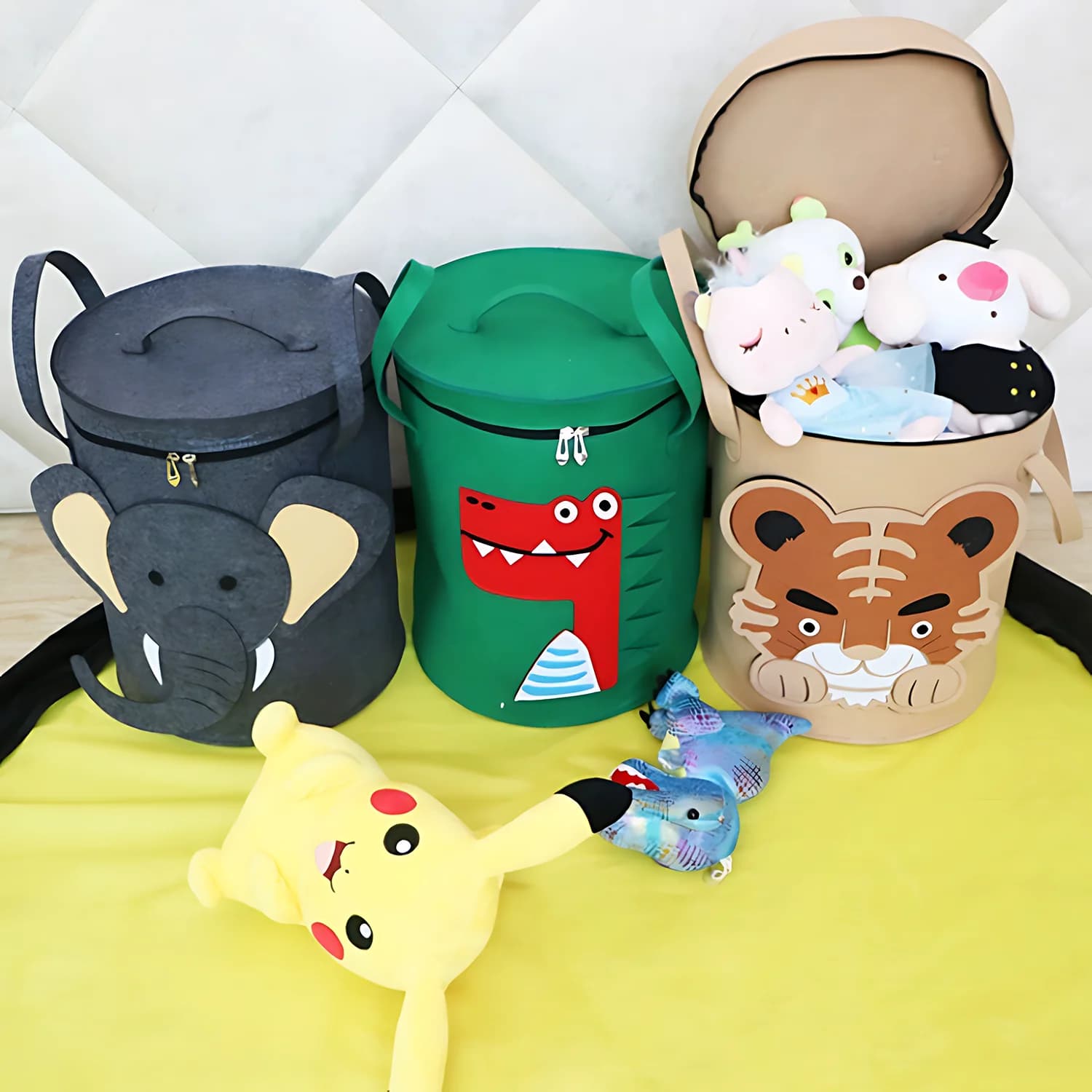 Panier de rangement pour jouets avec couvercle, grande capacité, pliable, pour chambre, salle de jeux, salle de classe, durable, bords arrondis