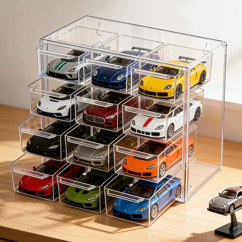 Vitrine pour modèles de voitures miniatures ; armoire murale anti-poussière pour ranger les voitures ; boîte de présentation et de rangement en acrylique pour Hot Wheels