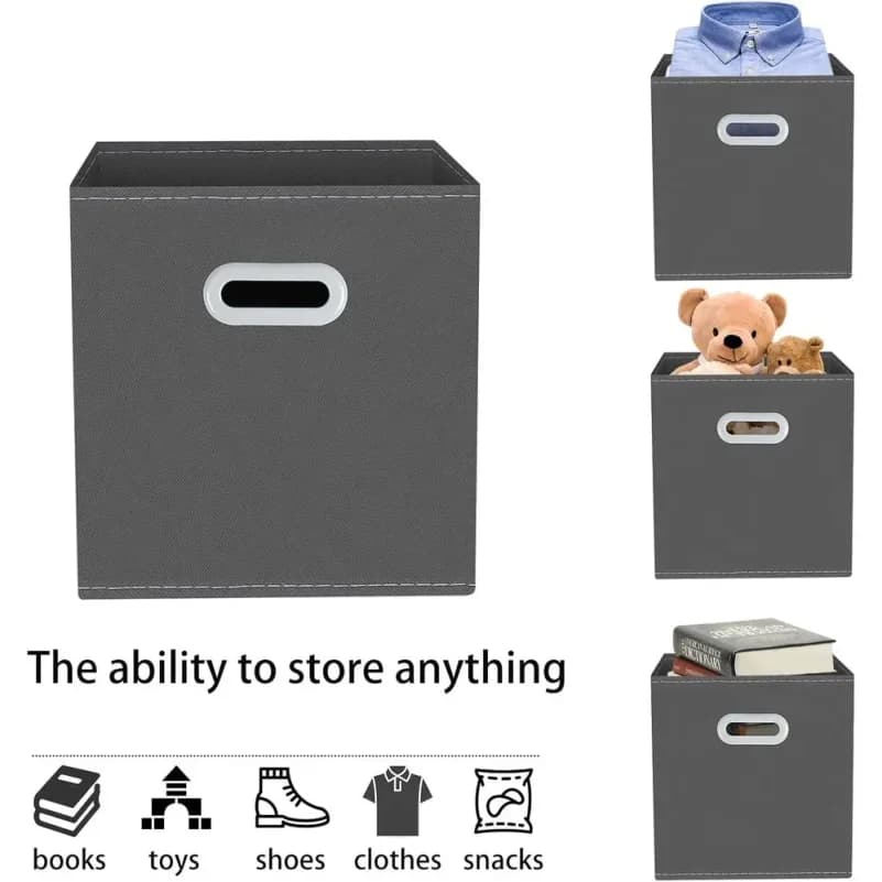 Bacs de rangement cubes, organisateur en tissu avec poignée, bacs cubes pliables ou rangements en tissu, 11x11x11, lot de 3, gris