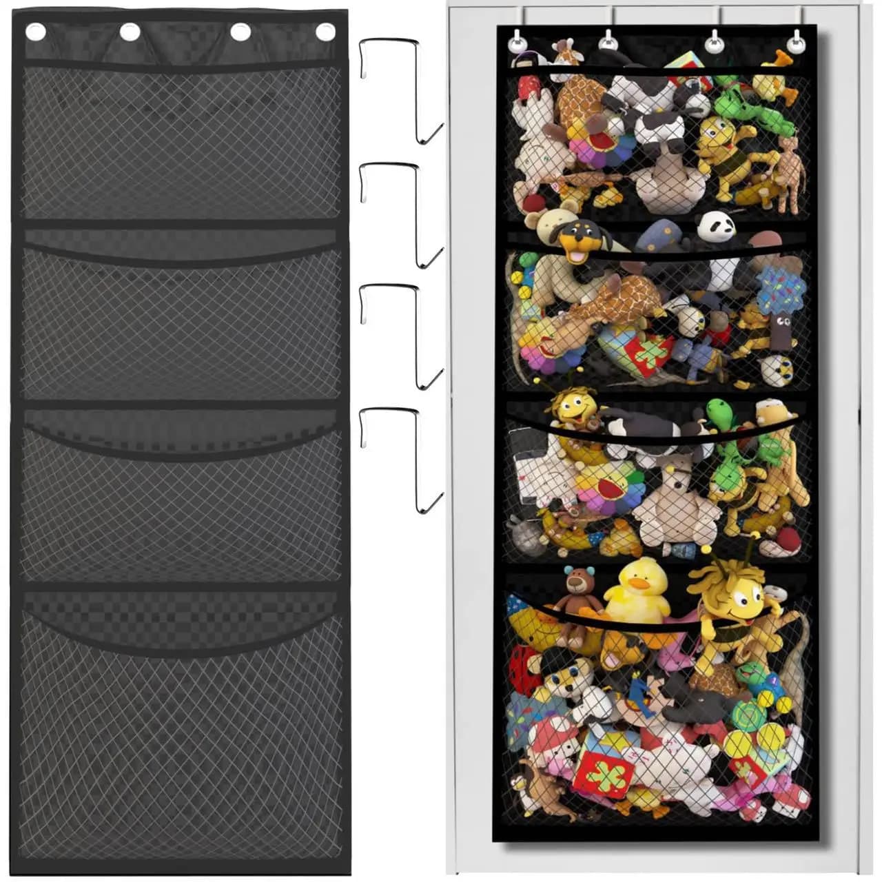 Sac de rangement suspendu pour portes, organisateur pour peluches, jouets pour bébés, filet de rangement suspendu pour jouets en peluche/hamac