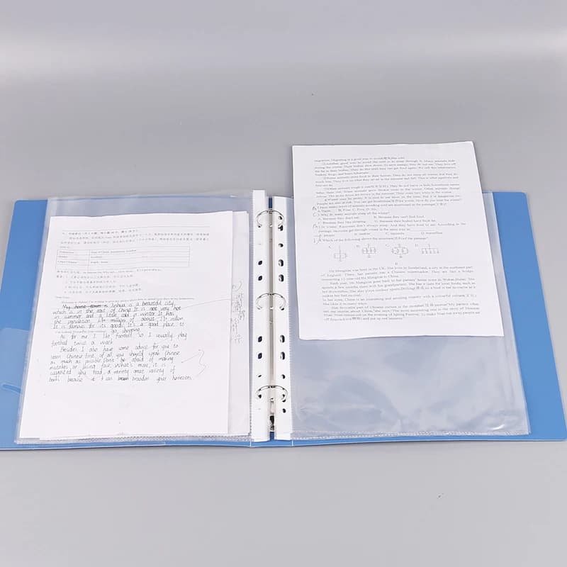 Dossier de rangement de matériaux de bureau, organisateur de fichiers de livre de données Transparent à feuilles mobiles